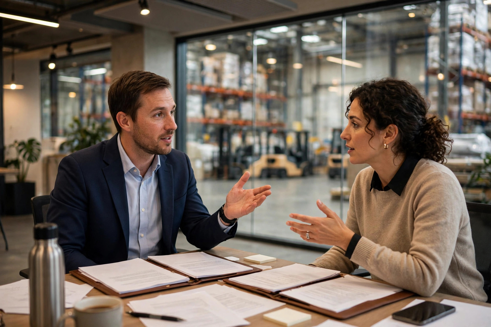 A 3PL sales negotiation in a warehouse office
