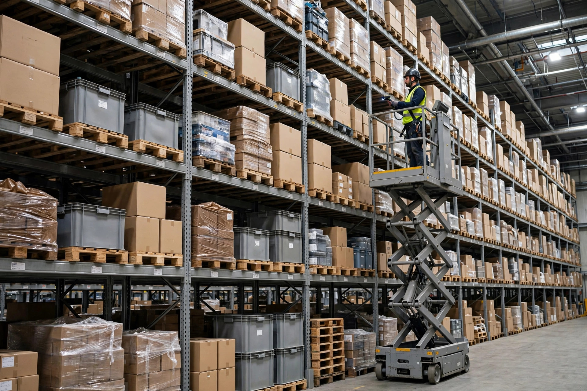 C-class slow movers stored on high racks, worker cycle counting at height