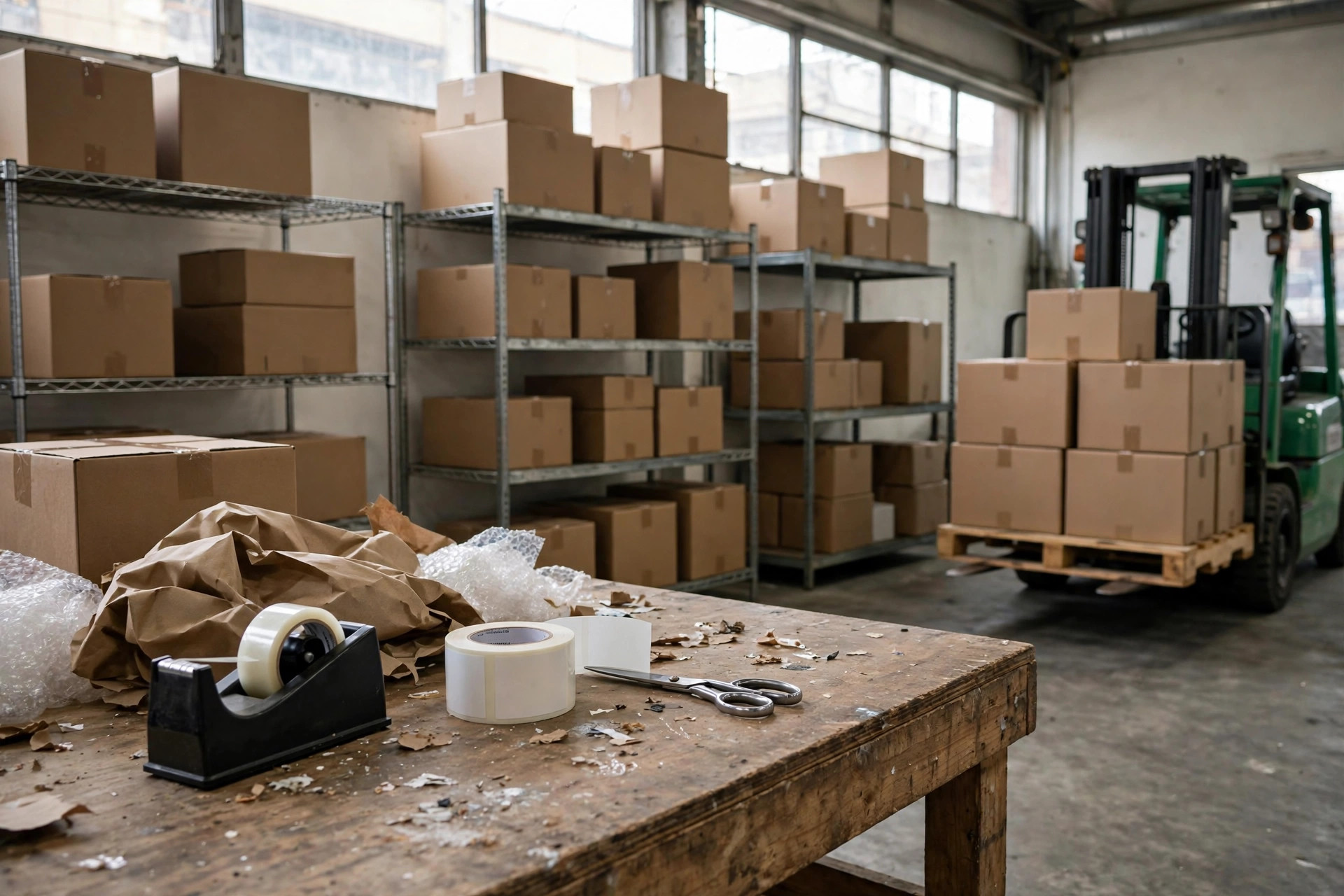 Packing station in a small warehouse