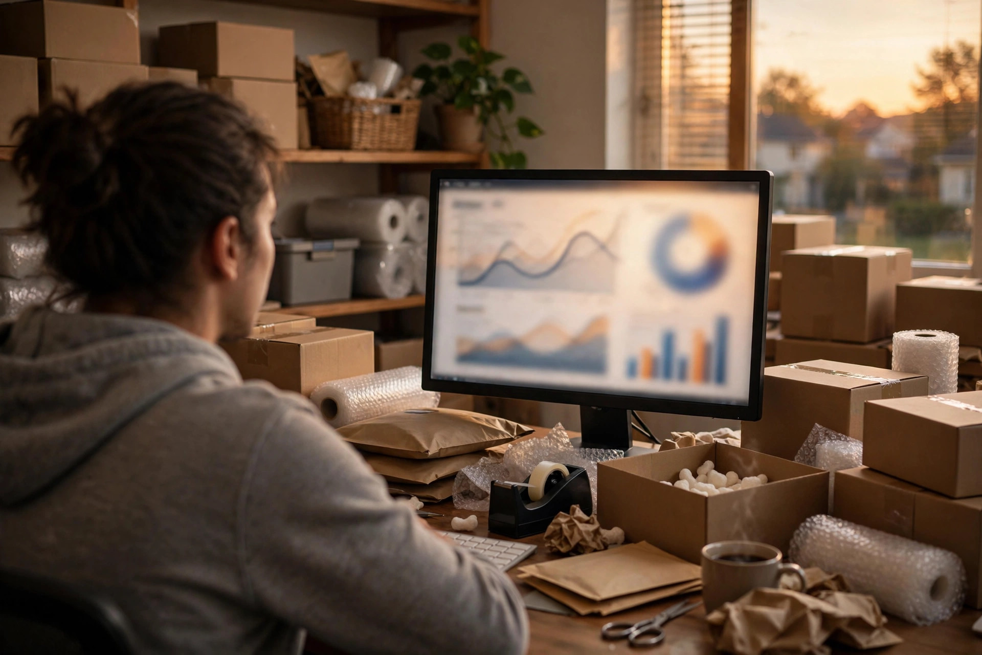 Seller reviewing AI returns forecast data