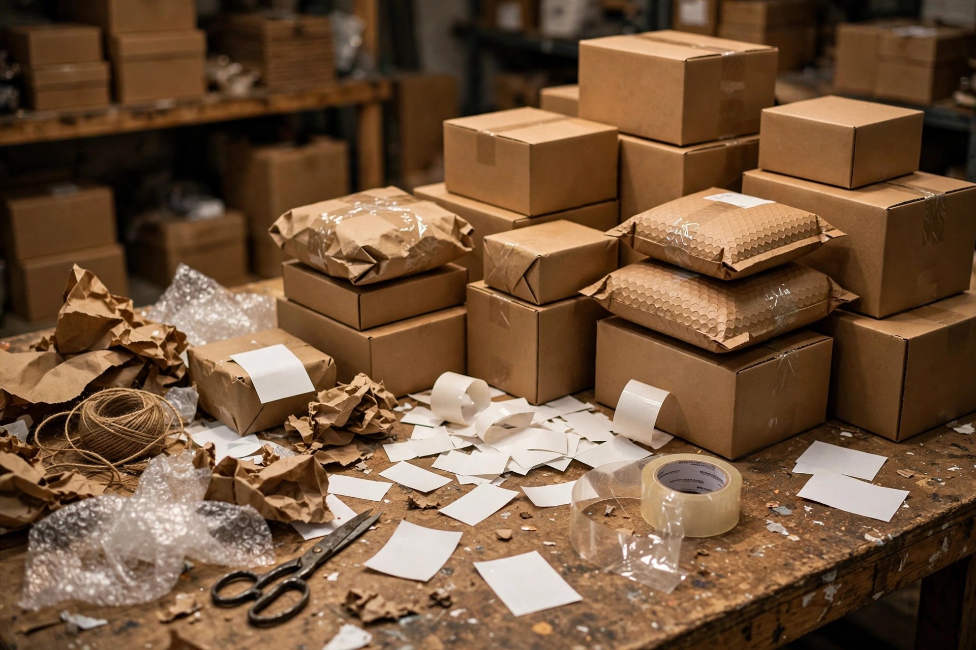 Packing table close-up