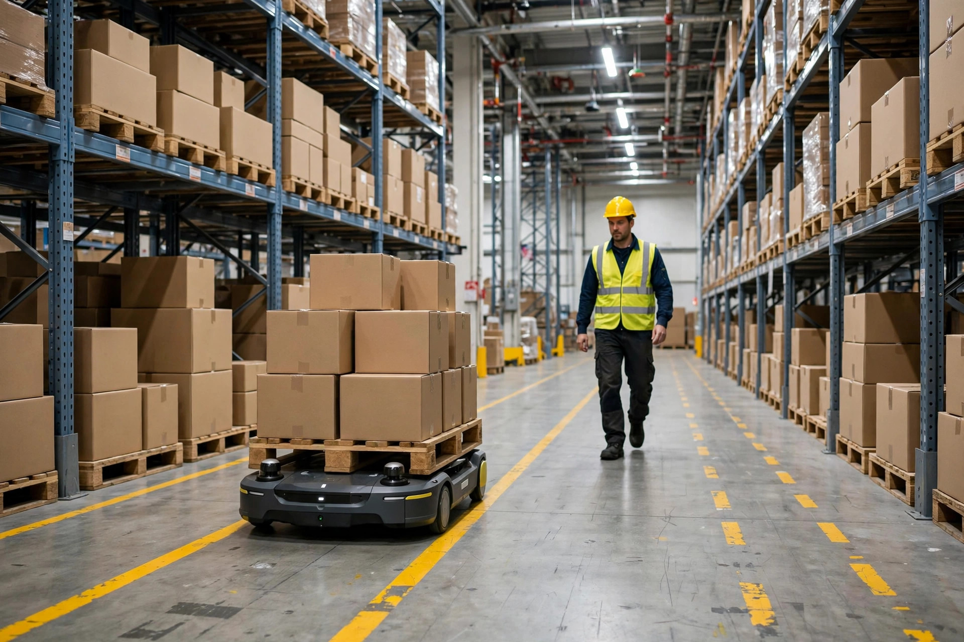 AMRs Sharing Aisles With People: Safety Distances and Speed Zones for Mixed Traffic