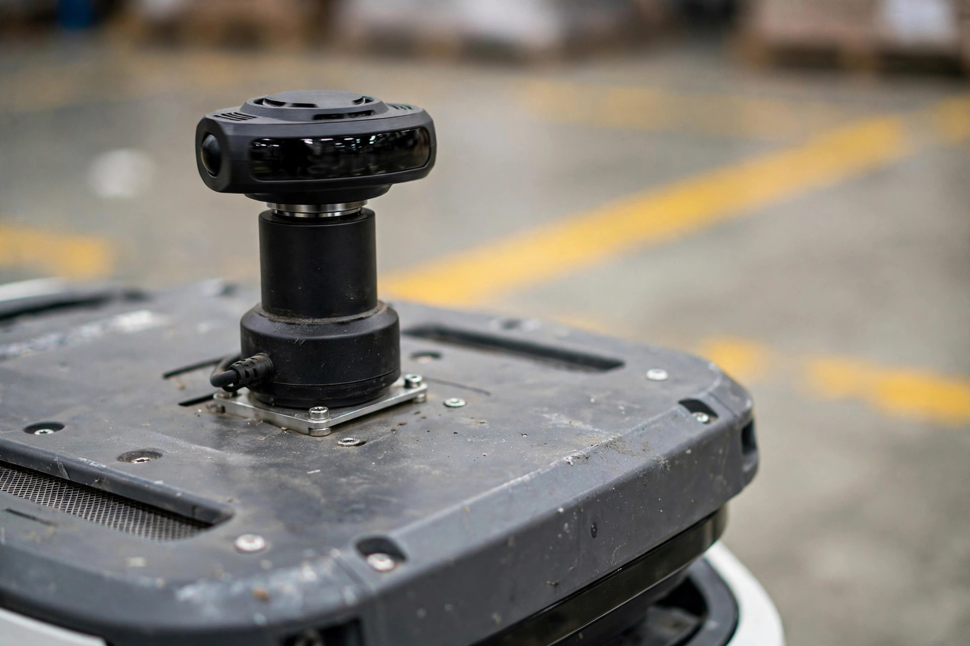 Laser-guided AMR operating autonomously between warehouse racks