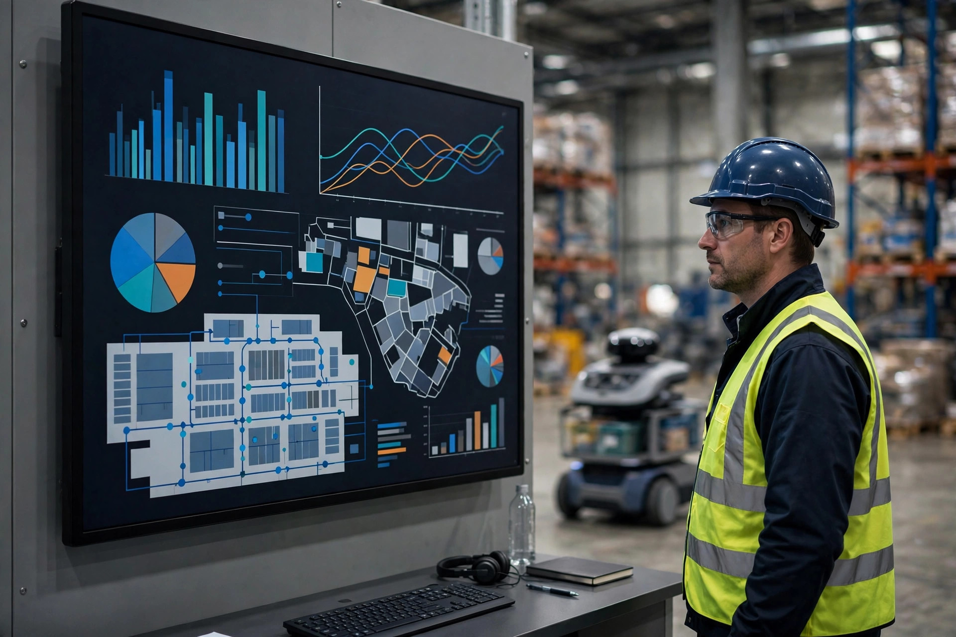 Engineer monitoring an AMR fleet on an operations dashboard
