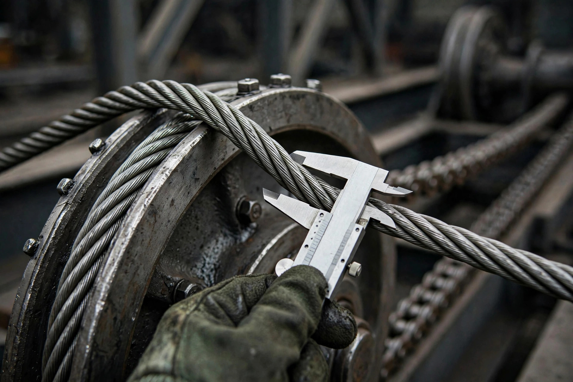 Maintenance engineer inspecting a stacker crane from a lift in a high-bay automated warehouse