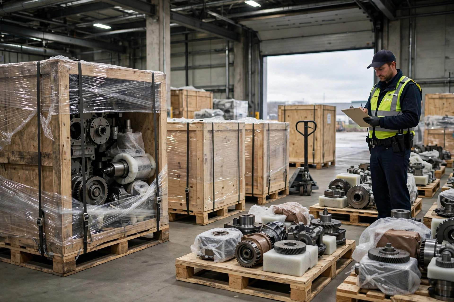 Customs inspection of crated automation equipment