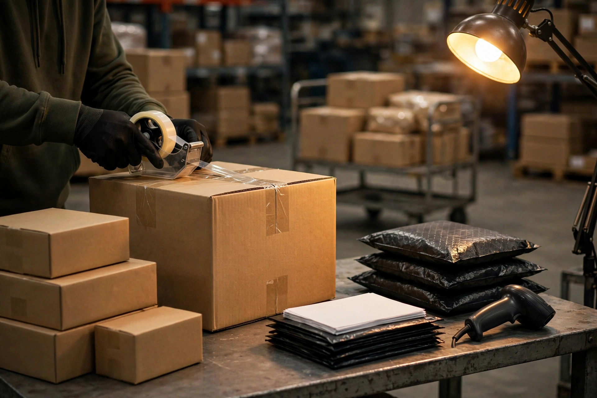 Conveyor belts moving parcels inside a Korean fulfillment center