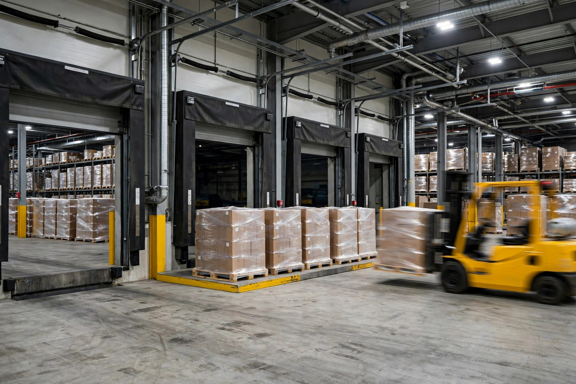 Cross-dock sorting in action: inbound freight broken down and loaded straight onto outbound trailers