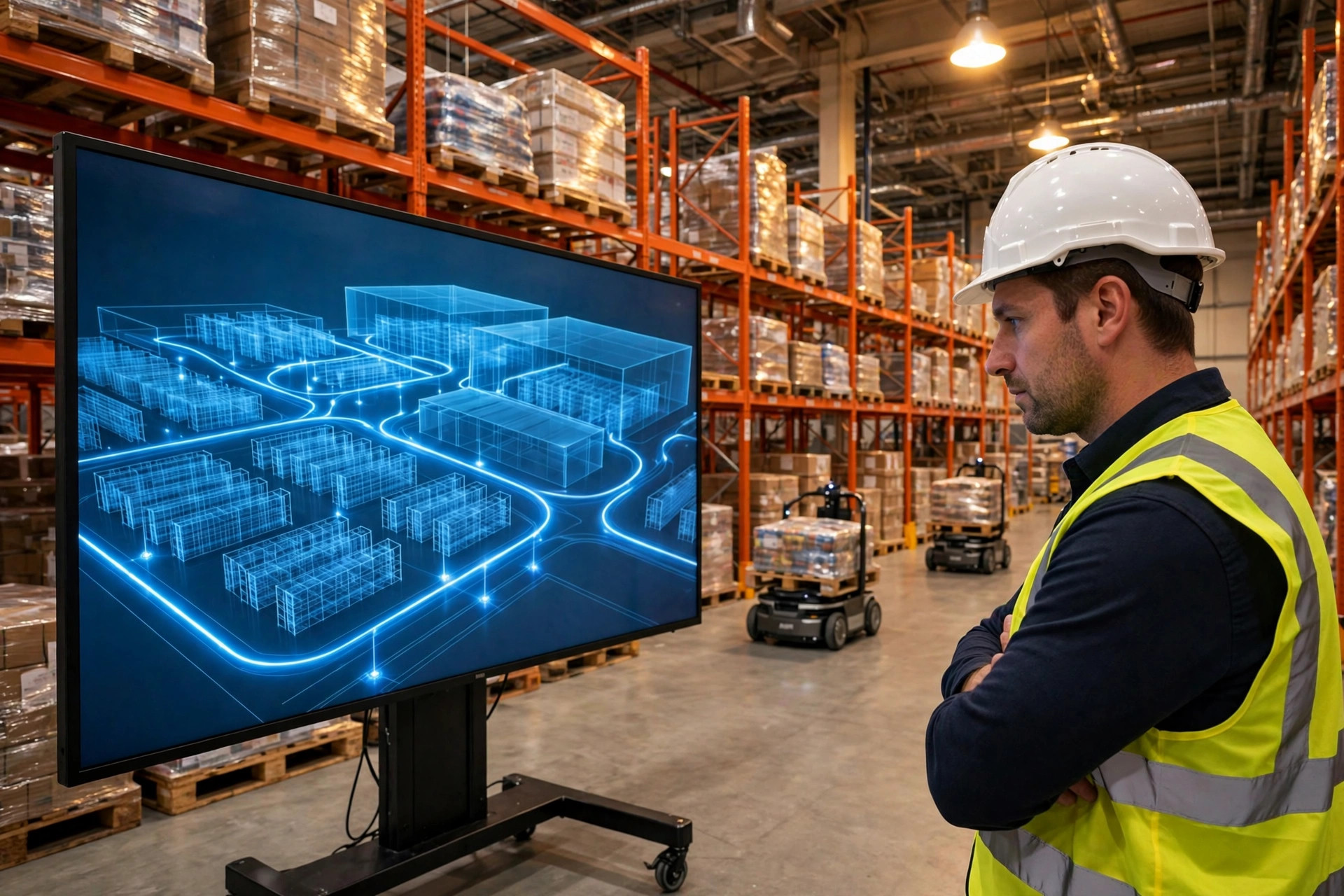 3D simulation model of warehouse layout