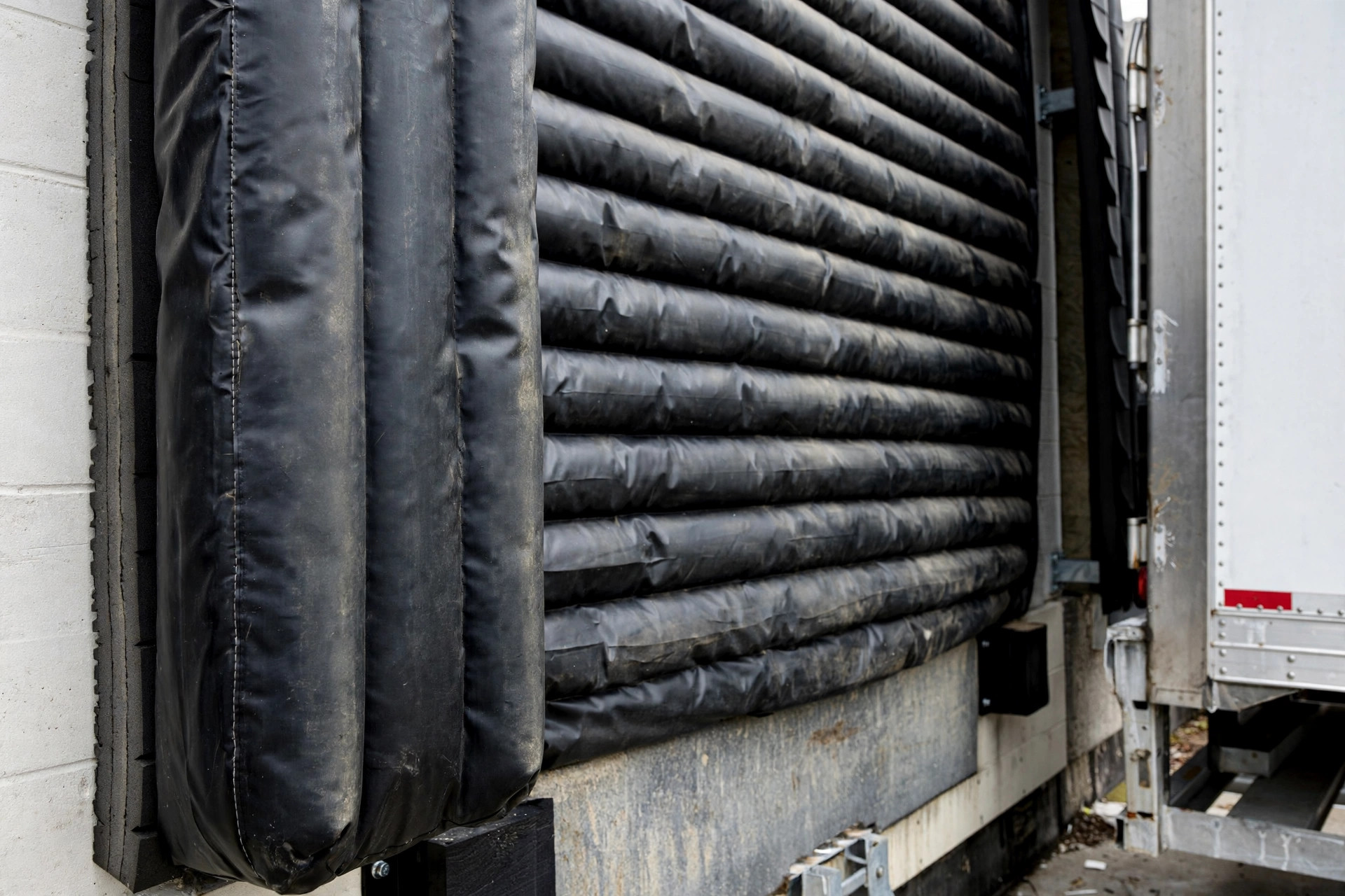Close-up comparing dock seal and dock shelter