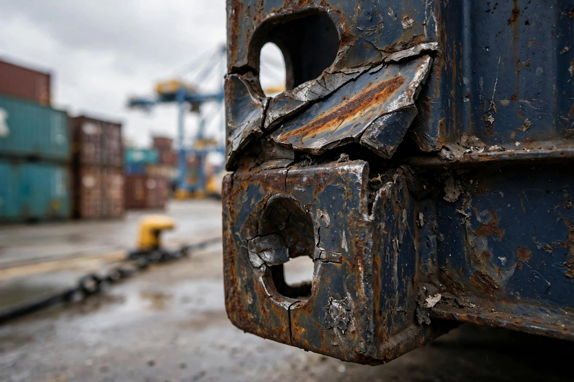 Inspecting a damaged container at the terminal