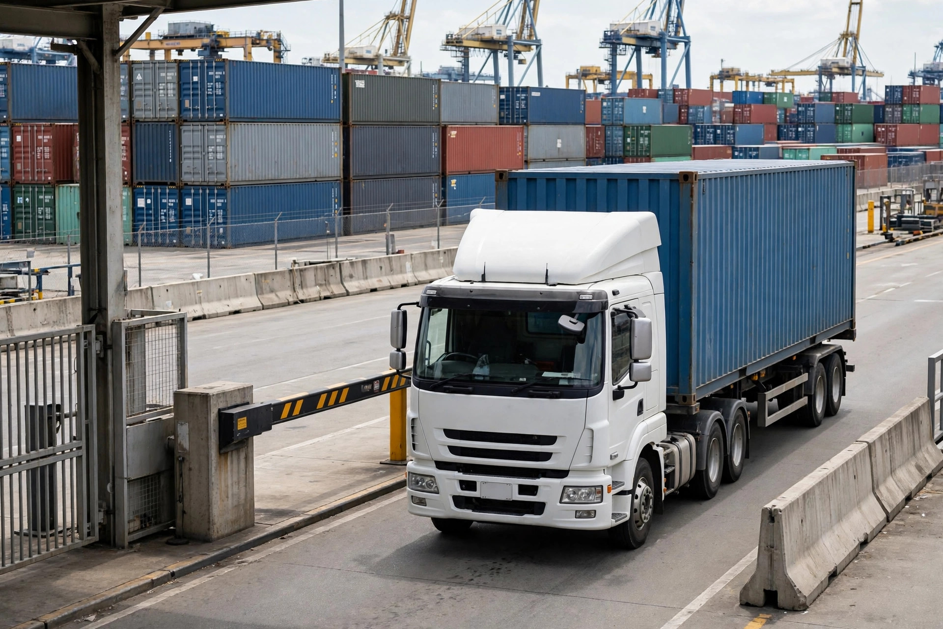 Container drayage truck at a marine terminal