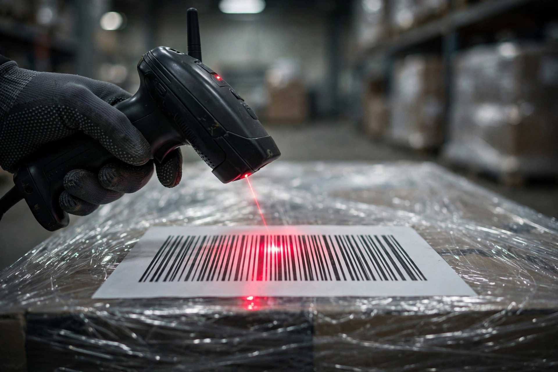 Escaneando una etiqueta de envío SSCC en un pallet
