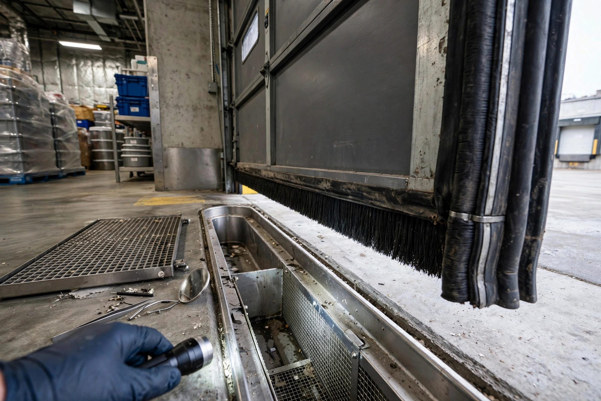 Pest control stations deployed inside a food warehouse