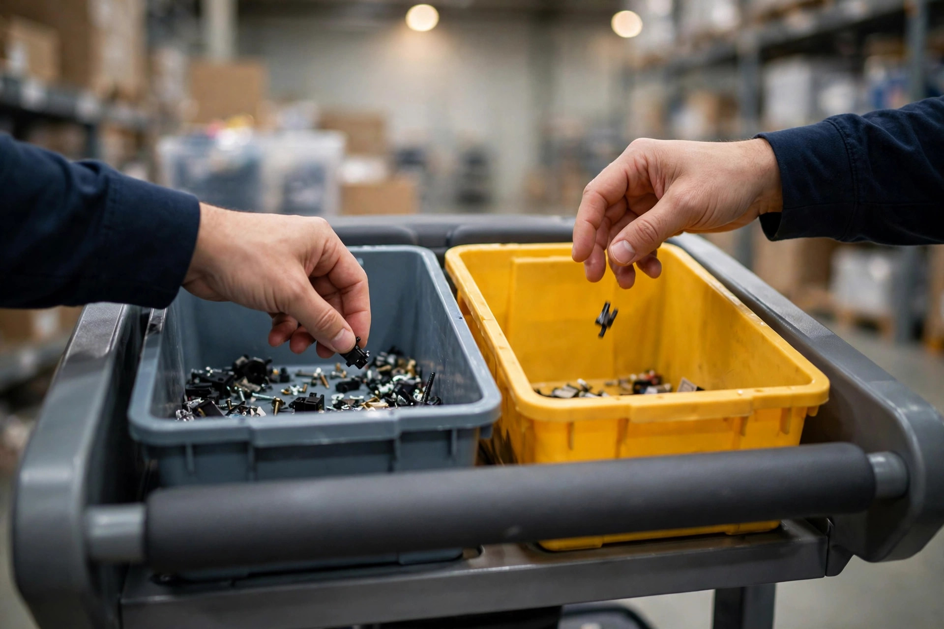 Close-up of an ergonomic goods-to-person picking workstation