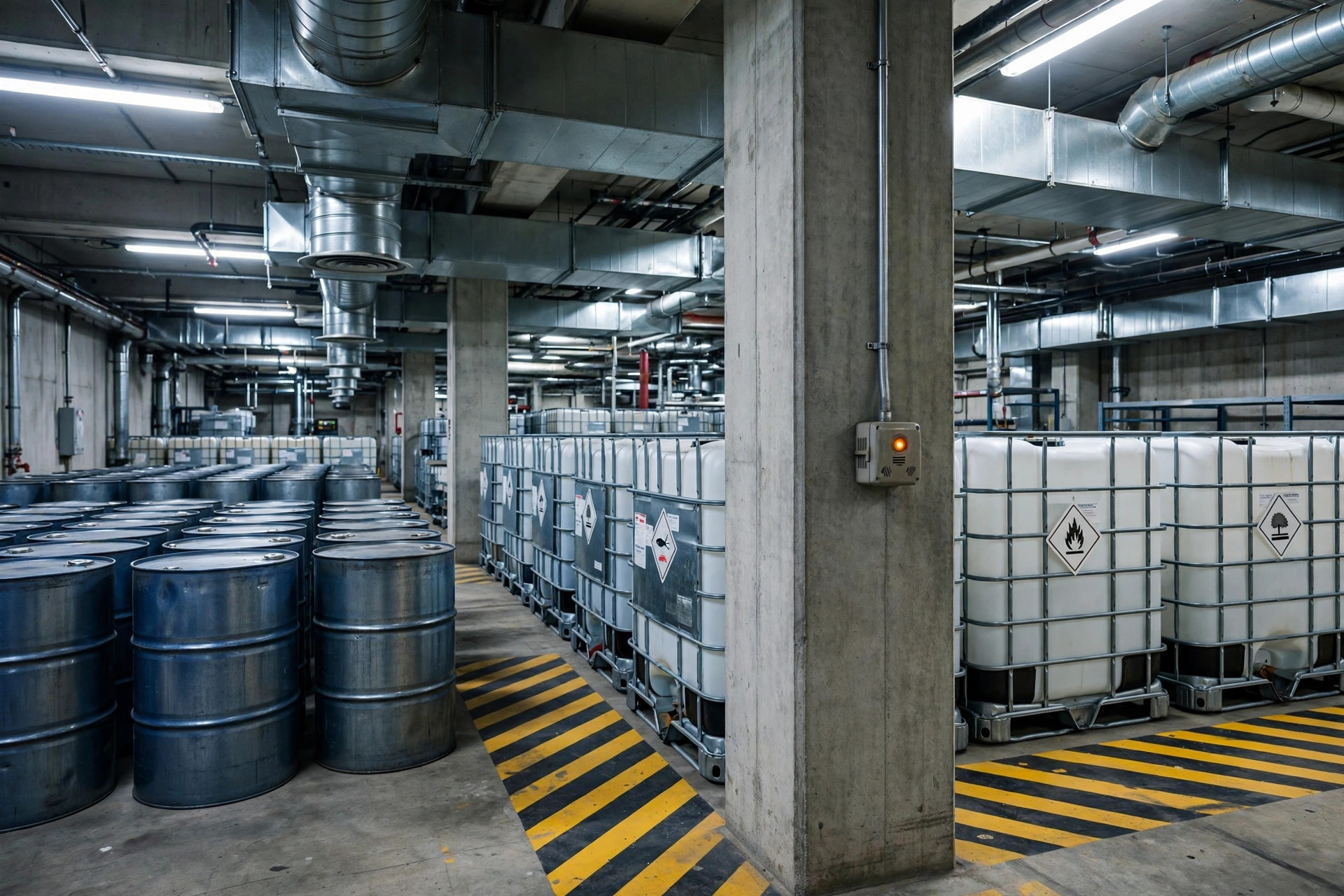 Gas Detection in Hazmat Warehouses: Detector Placement and Alarm Integration