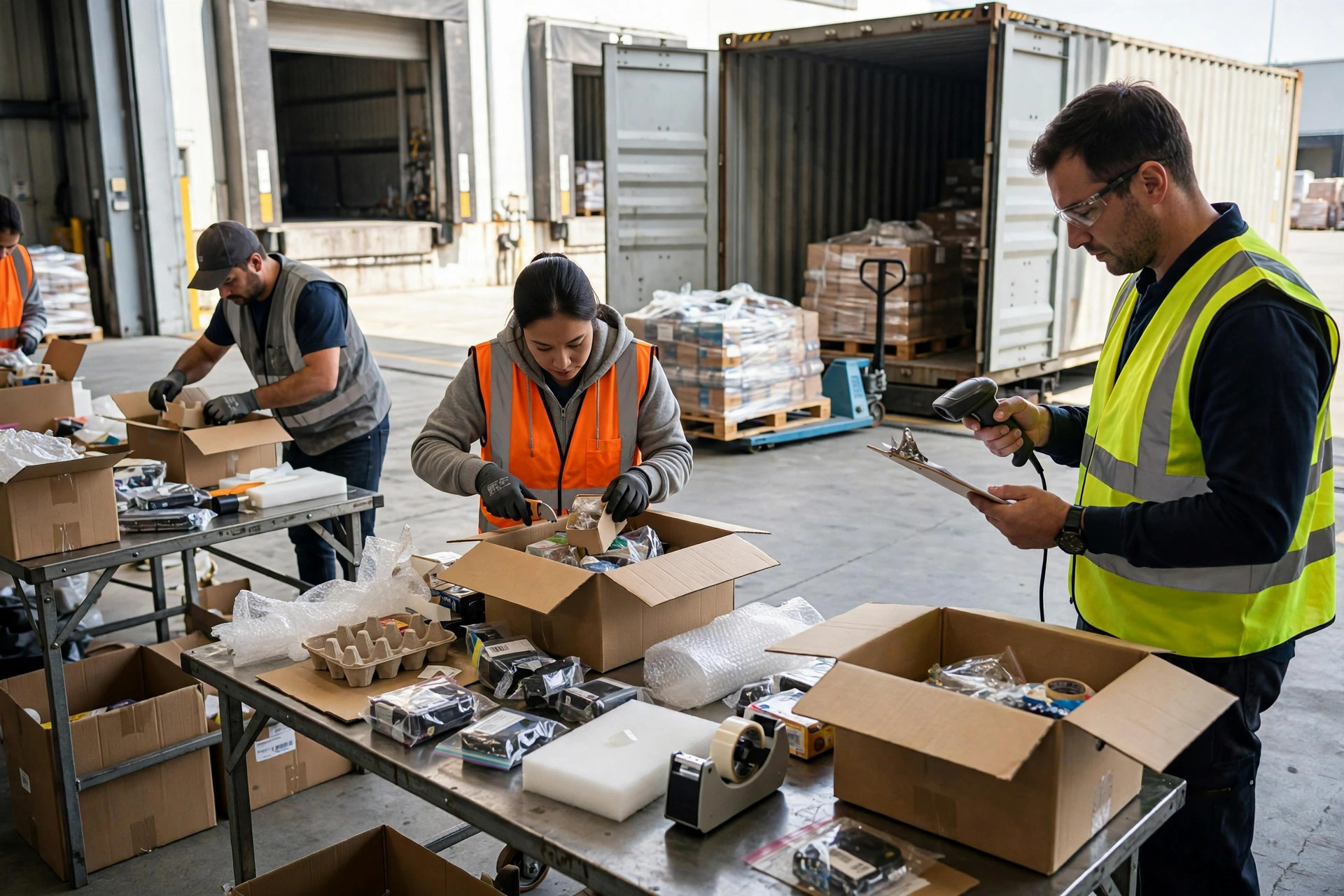 Inbound carton inspection at a warehouse receiving dock