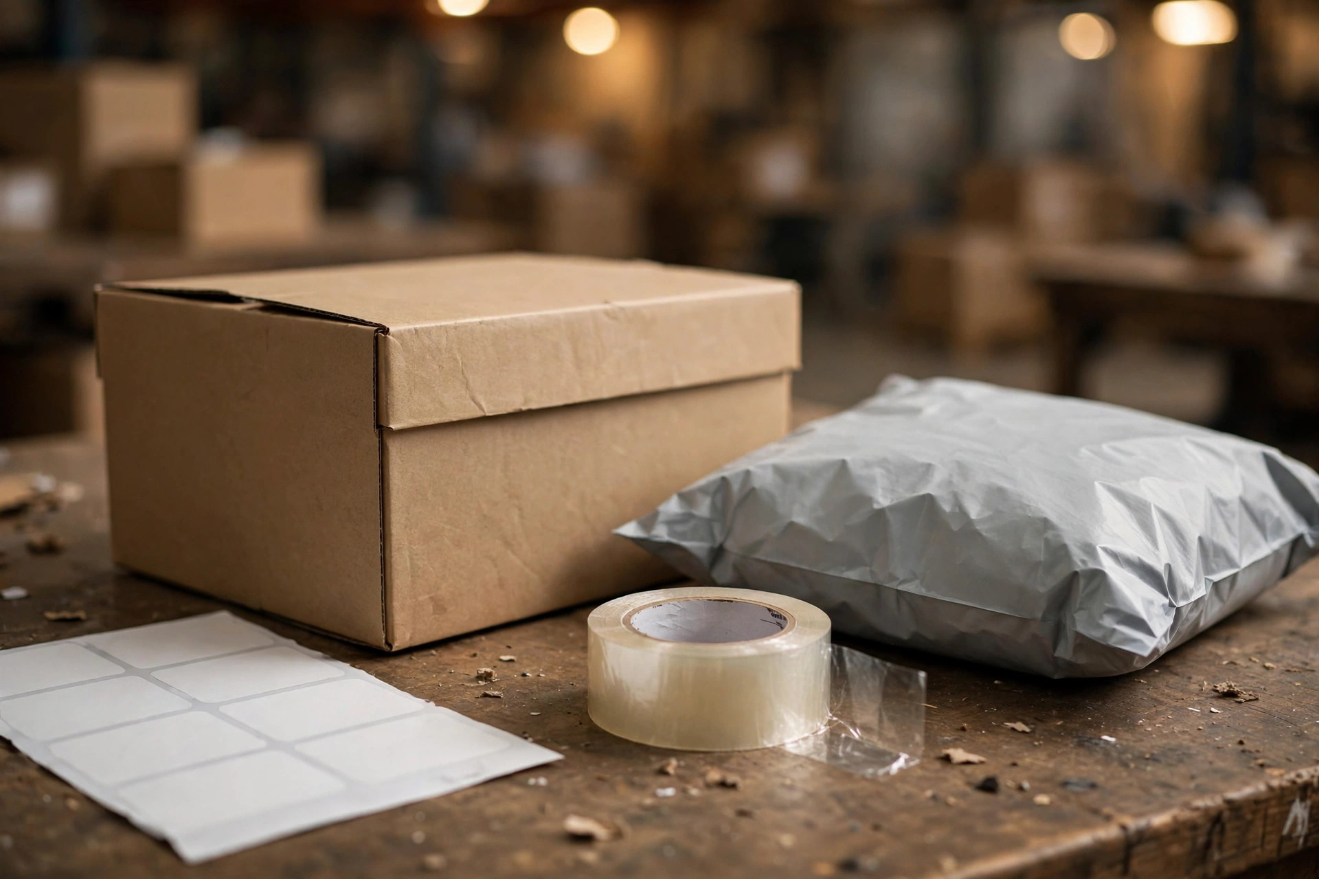 Close-up of a discreet, unmarked shipping package