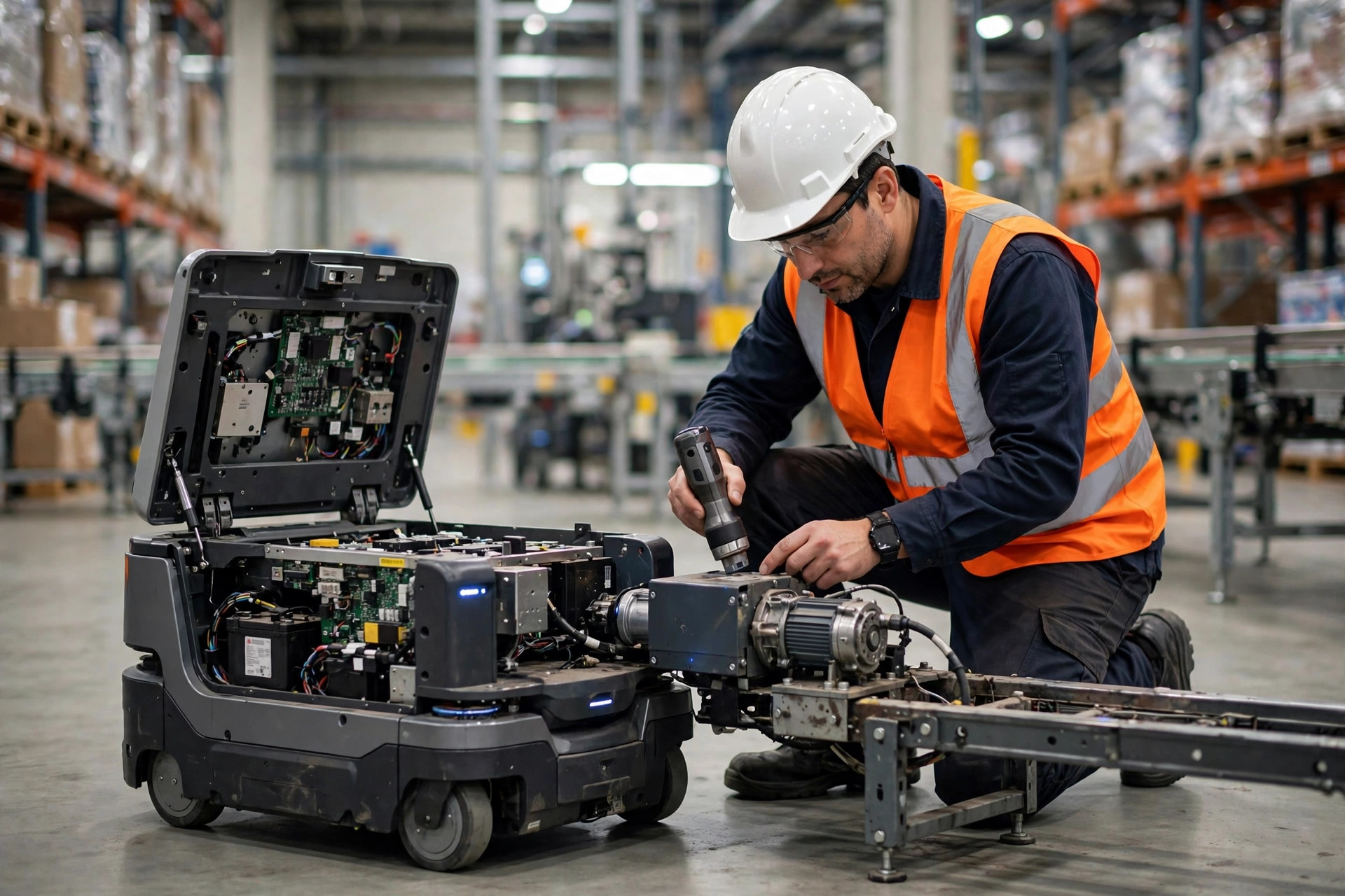 Inspección de mantenimiento preventivo de equipos automatizados de almacén