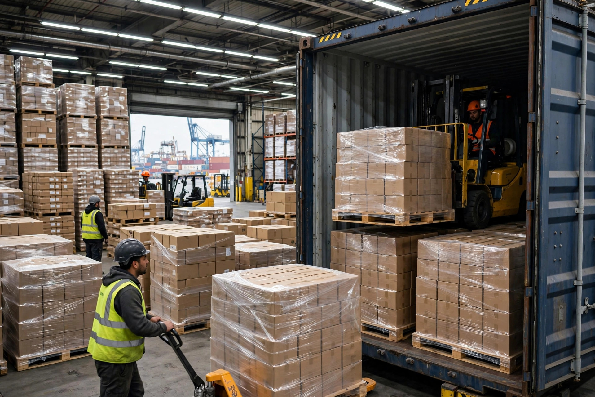 LCL cargo consolidation warehouse loading container