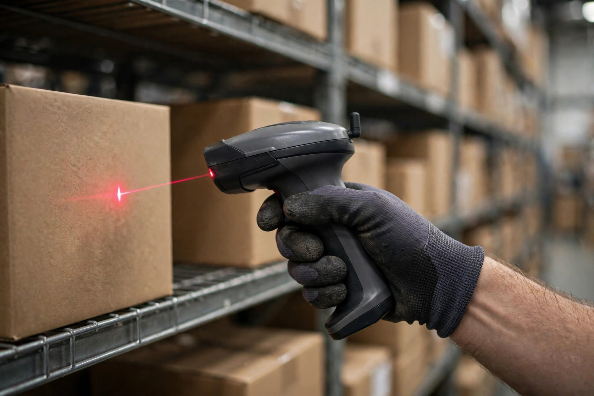 Verificación de códigos de barras de artículos en estantería con un escáner RF durante la limpieza del maestro de datos