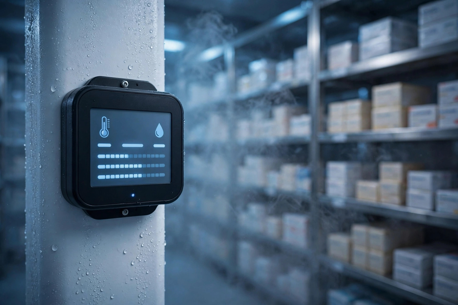 Temperature and humidity monitoring equipment in a pharmaceutical cool-storage warehouse