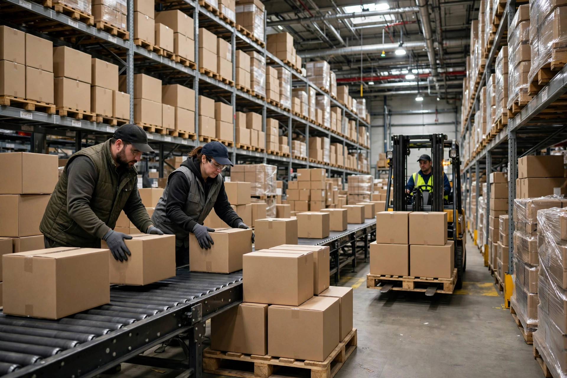 US-Mexico border warehouse with cross-border trucks