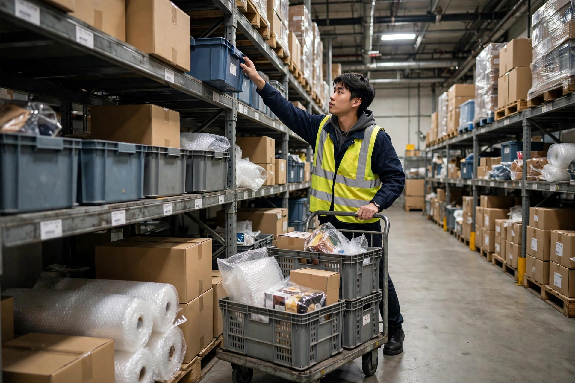 Picker training on the warehouse floor