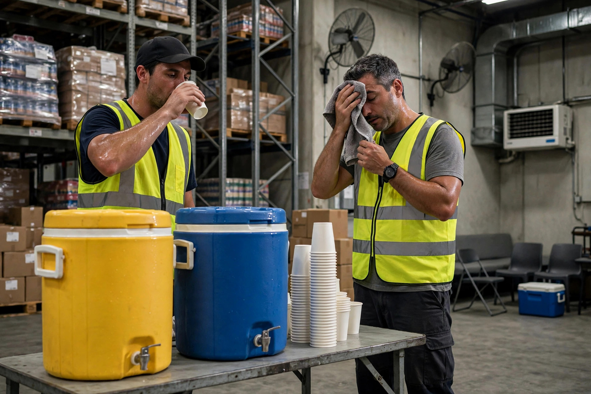 Warehouse drinking water and cool-down rest area