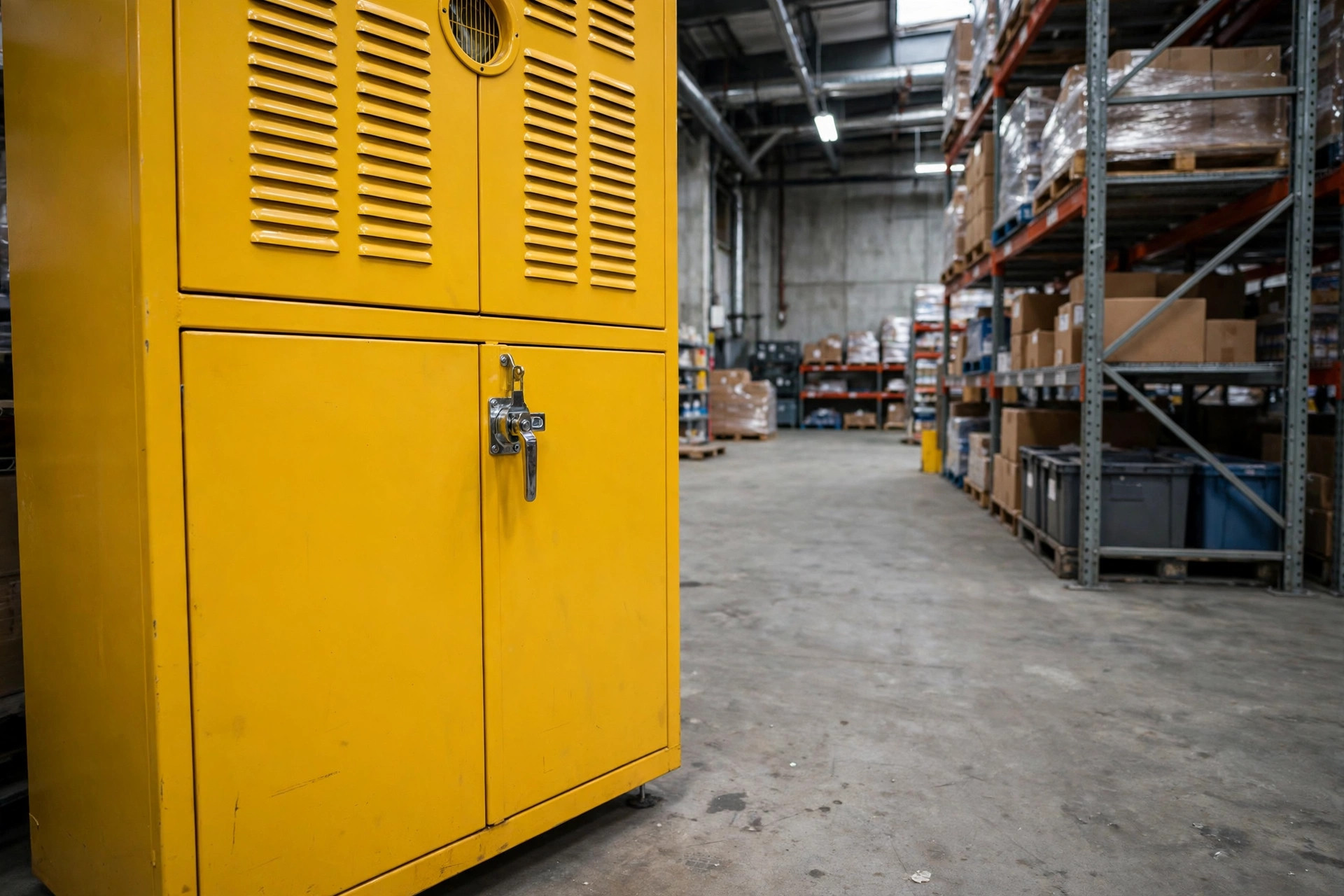 Segregated chemical storage zone in a small warehouse