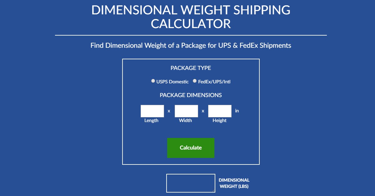 UPS 体积重计算说明截图