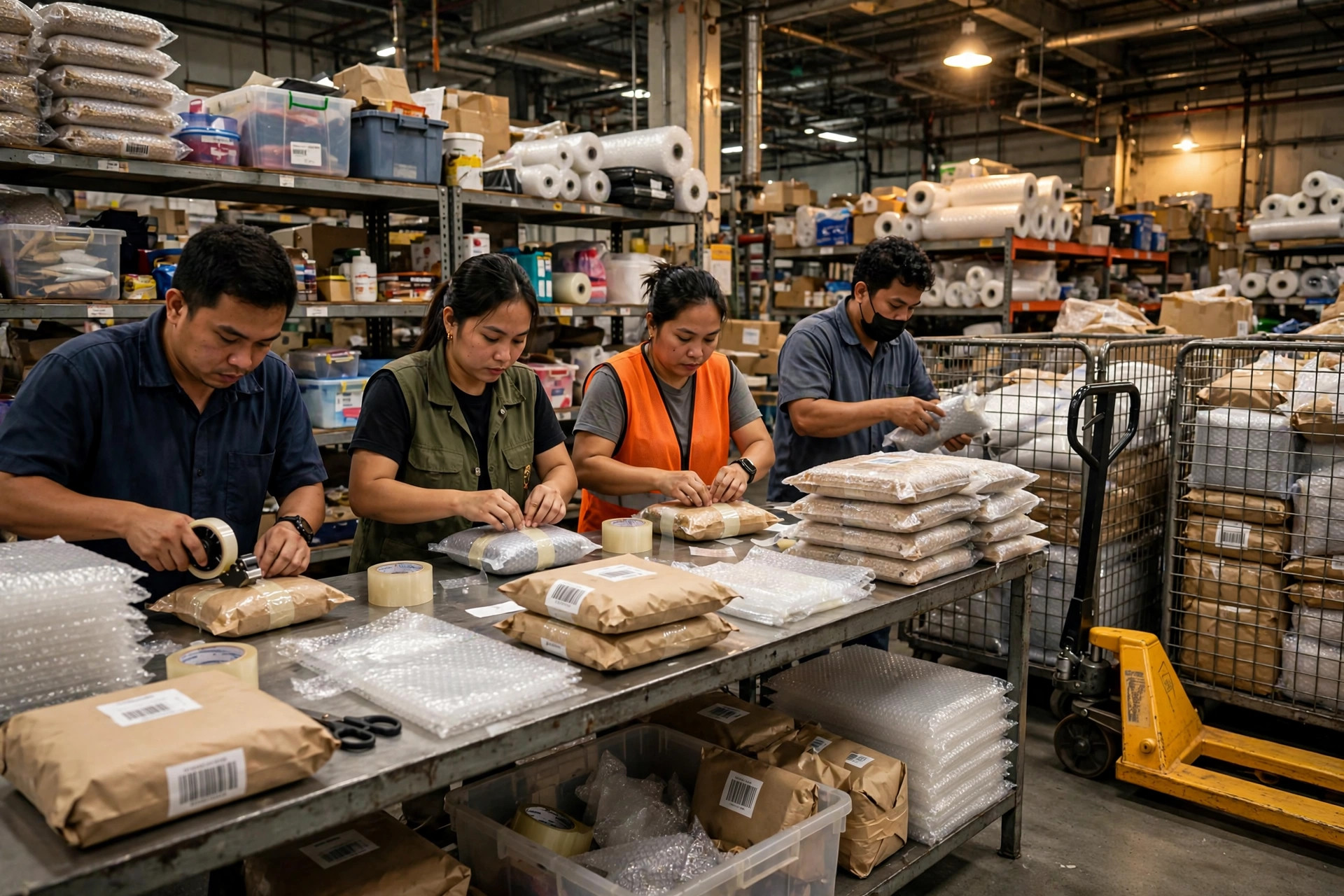 E-commerce packing operation in a Philippine warehouse