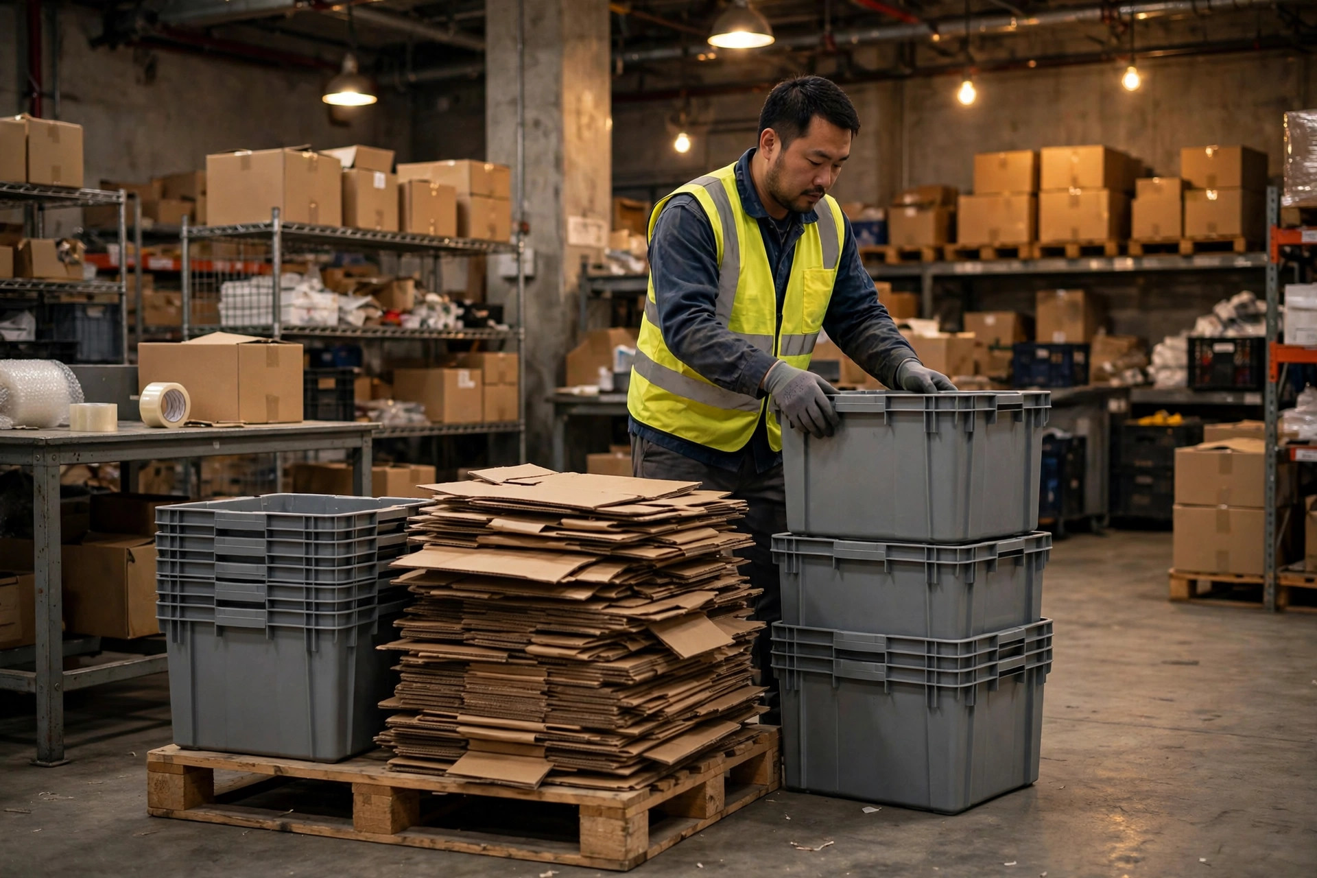 Reusable Totes vs Cardboard Boxes: The Full Warehouse Cost Math