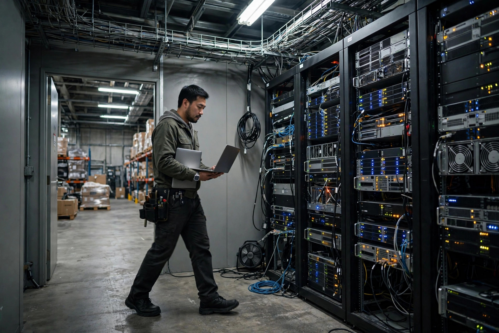 Server room where warehouse data systems live