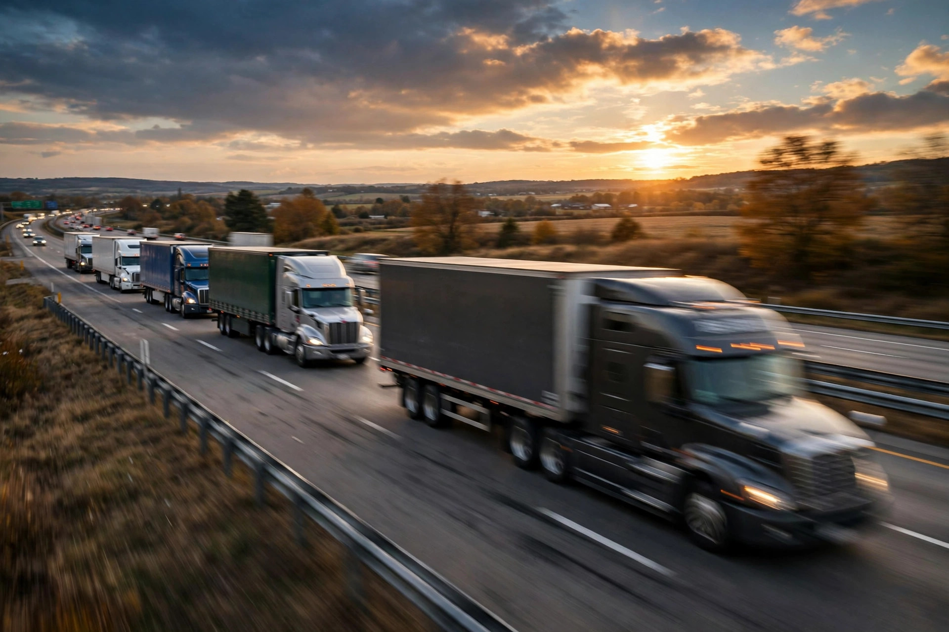 Freight trucks on the highway