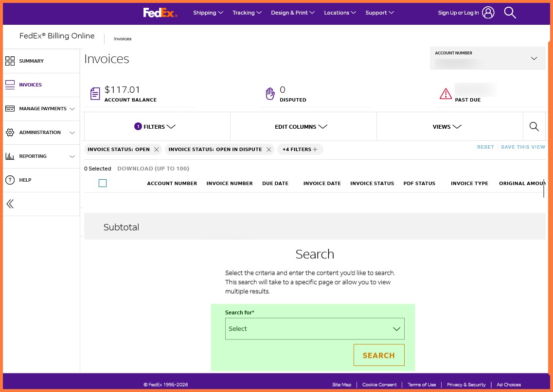 Screenshot of the UPS/FedEx claim submission page