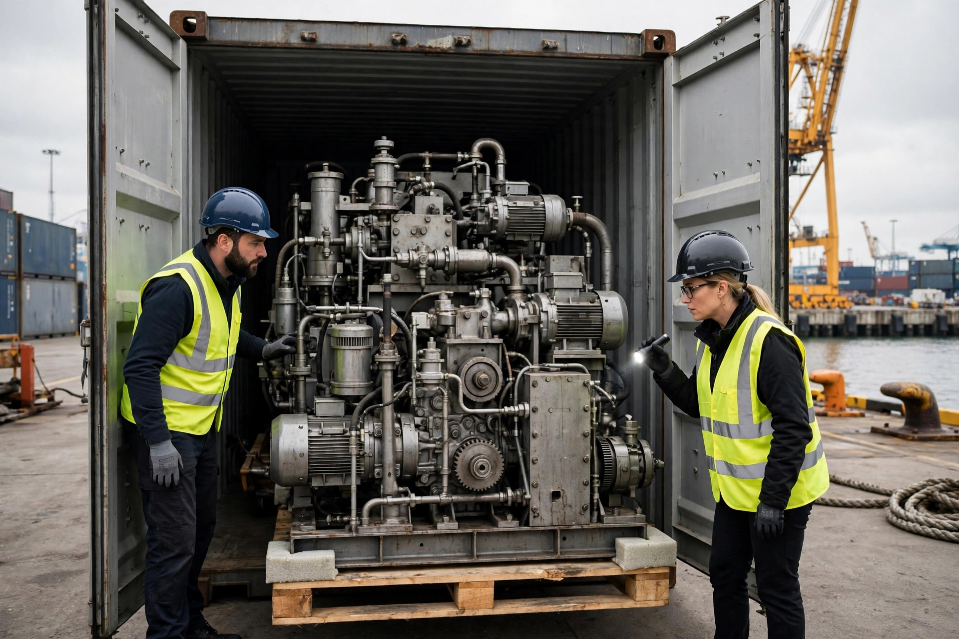 Customs exam of imported equipment at the port