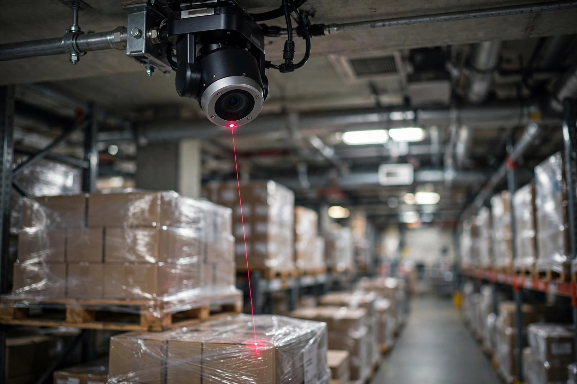 Cámara fija de inspección escaneando ubicaciones en los racks