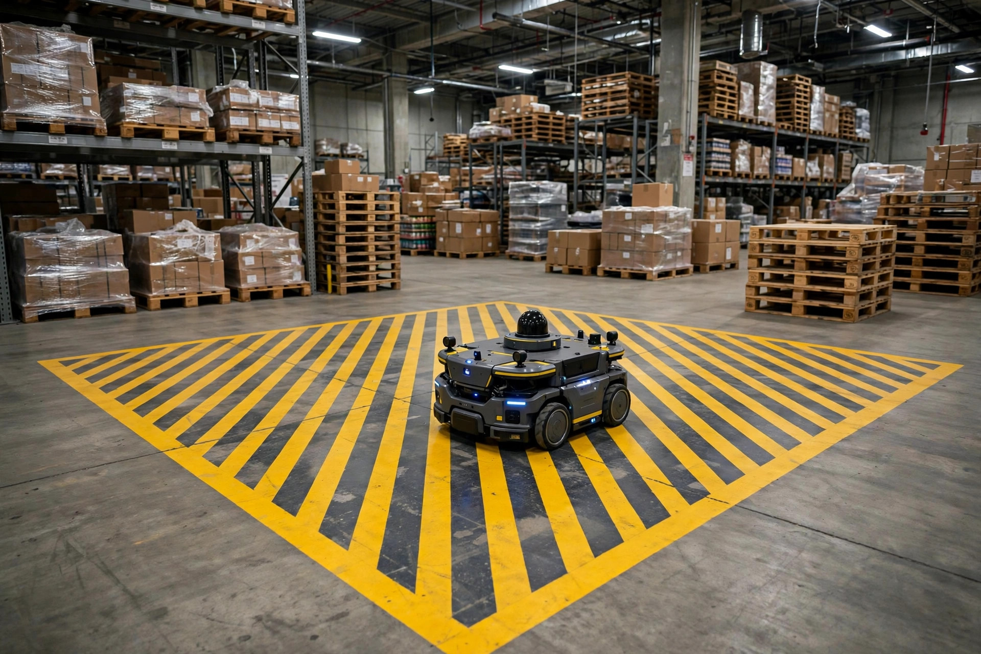 Robot operating within a marked safety zone