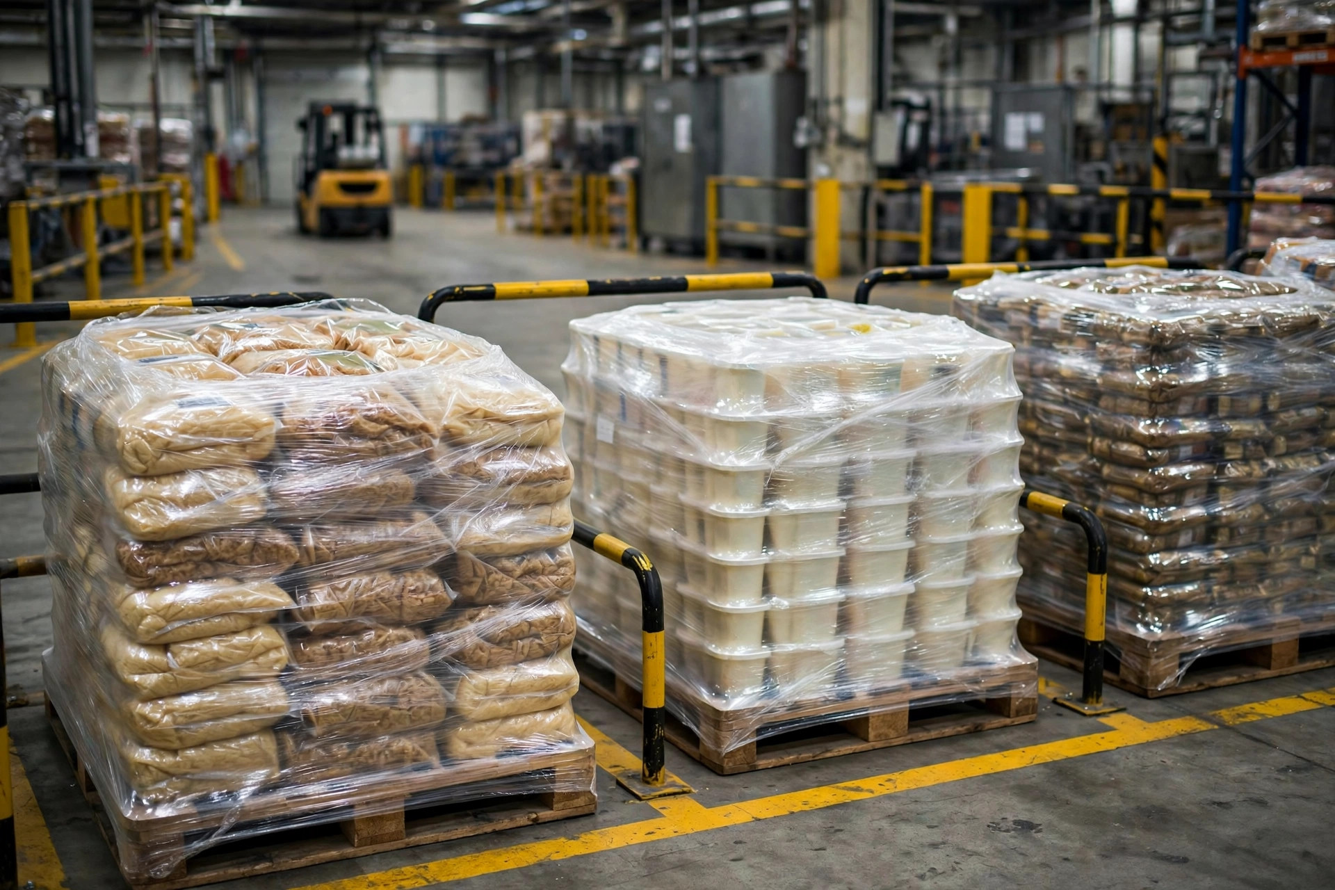 Segregated pallet stacking in food warehouse