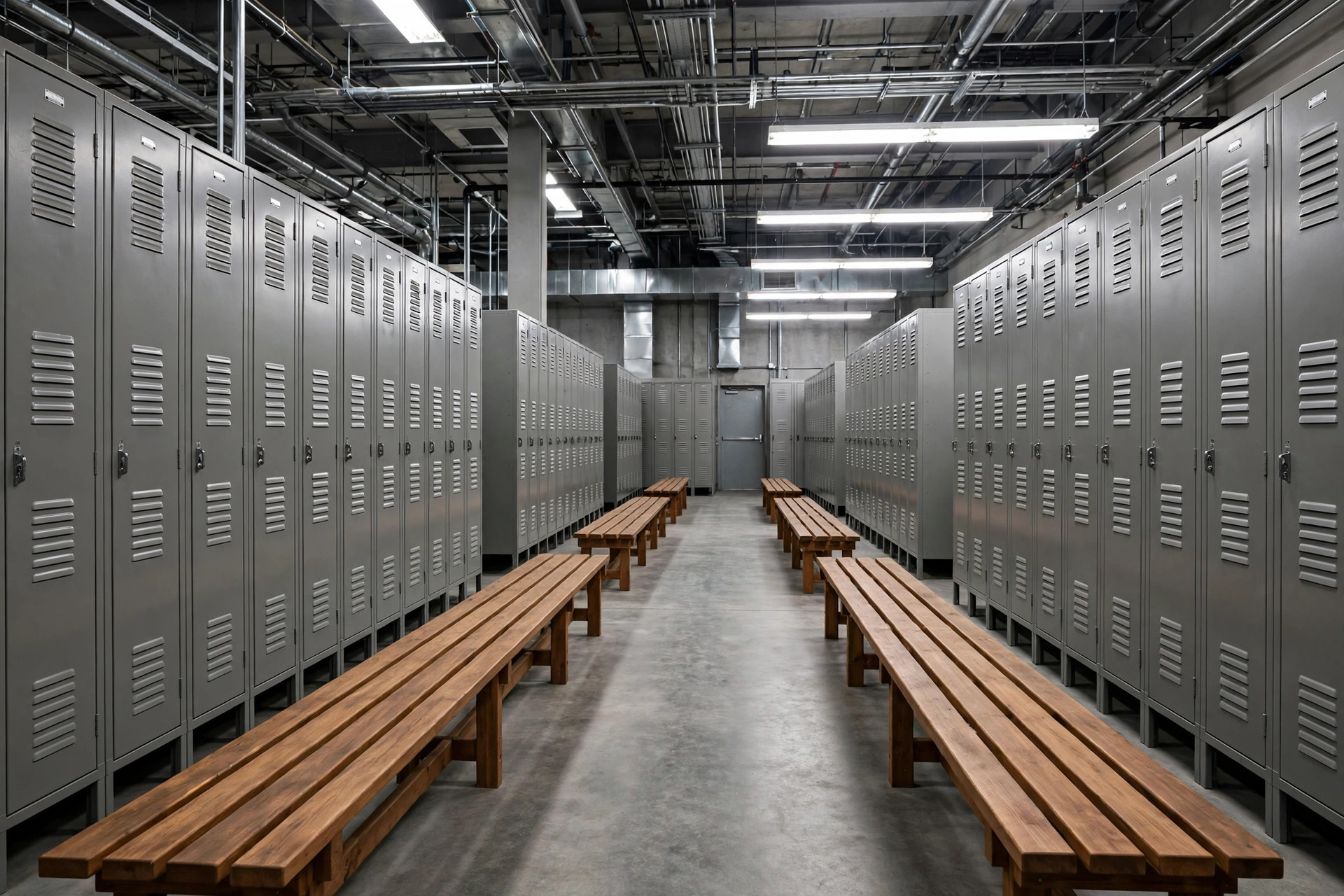 Break room layout near the work floor, clear of forklift lanes