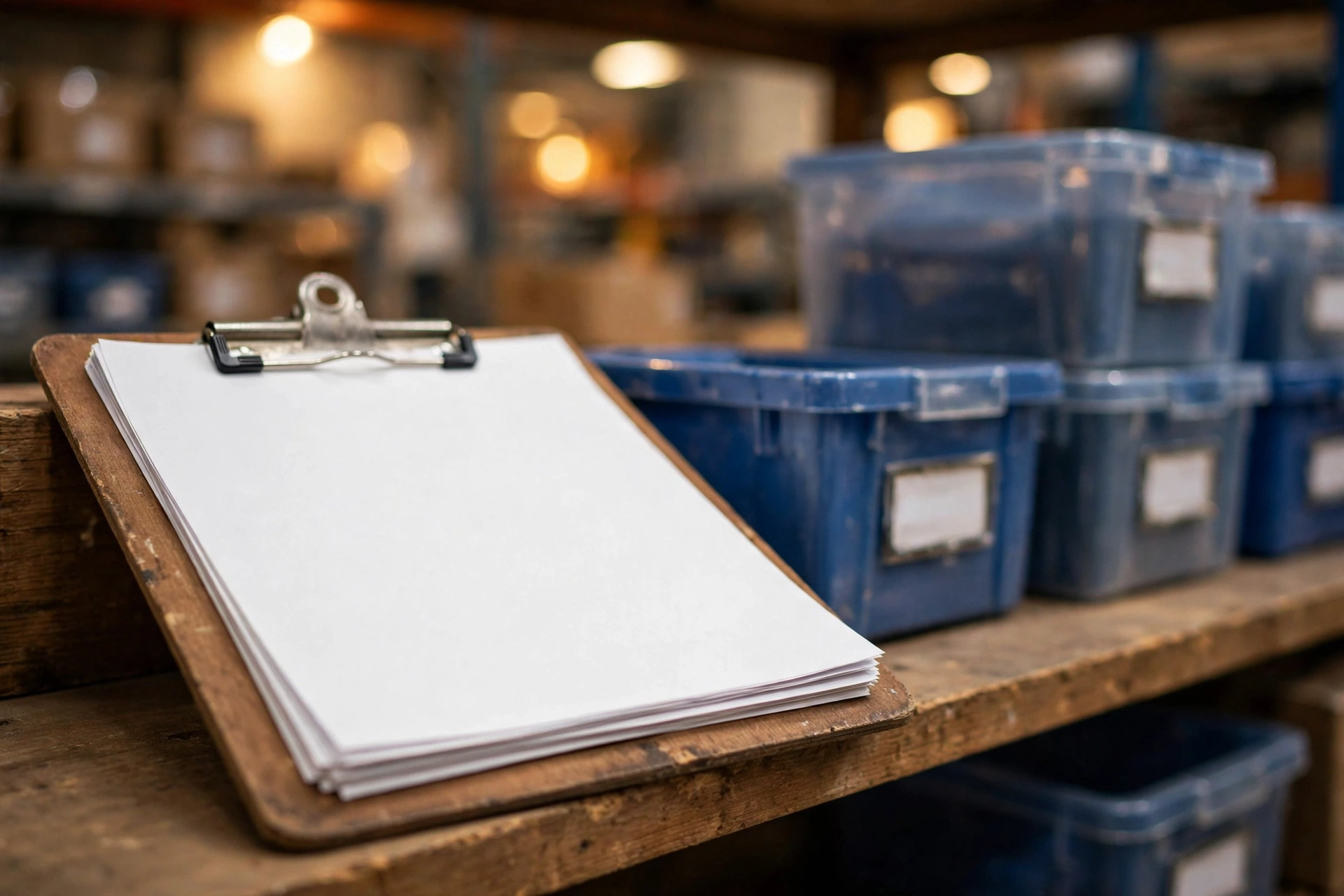 Cycle count variance report next to shelf labels