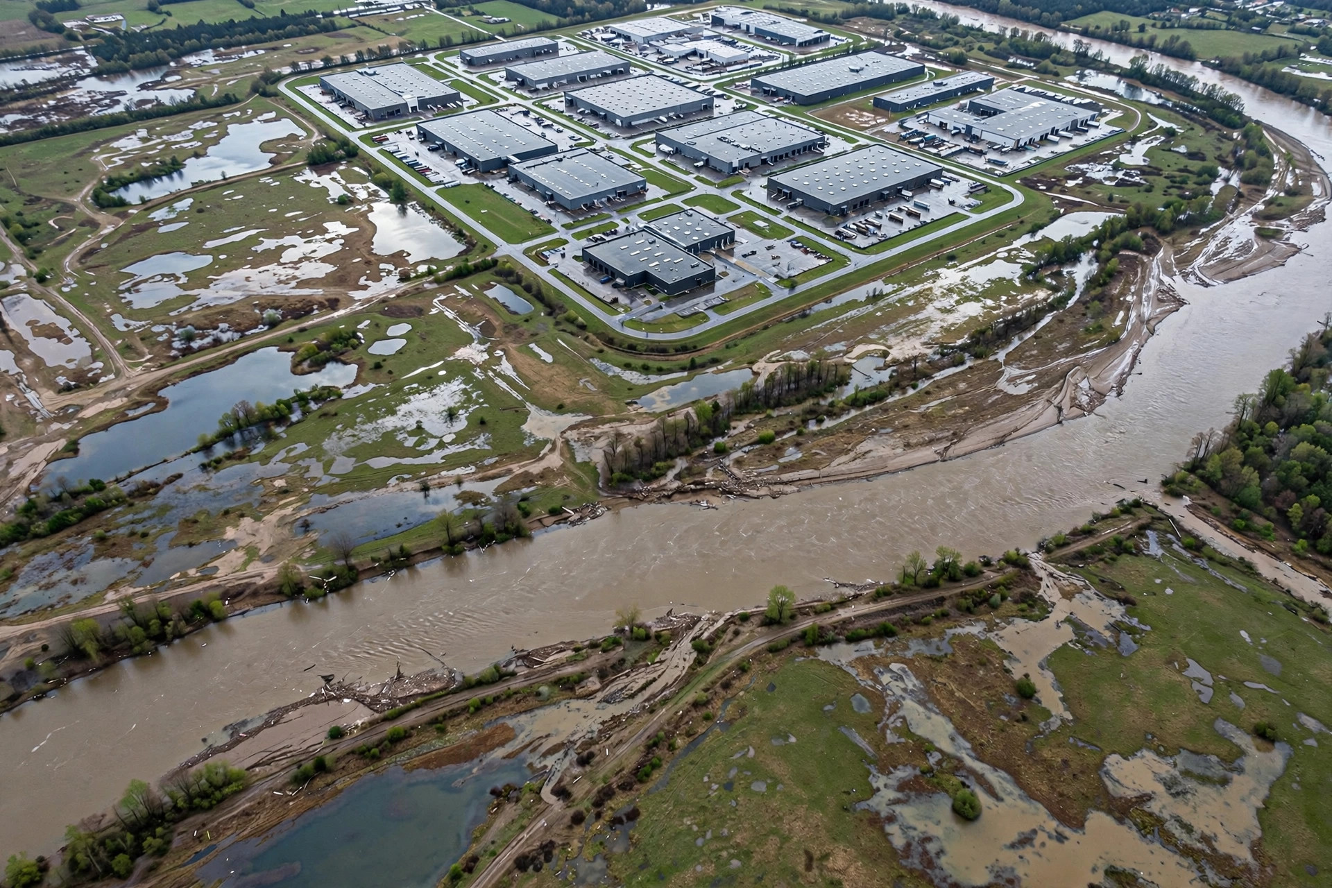 Almacén en una zona propensa a inundaciones