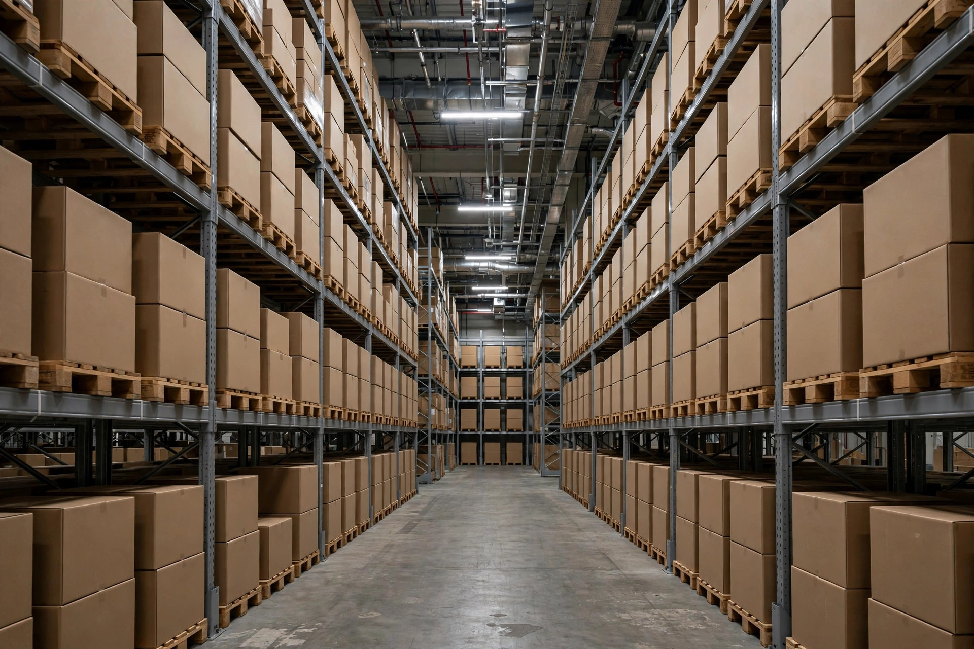 High-bay pallet racking inside a modern warehouse