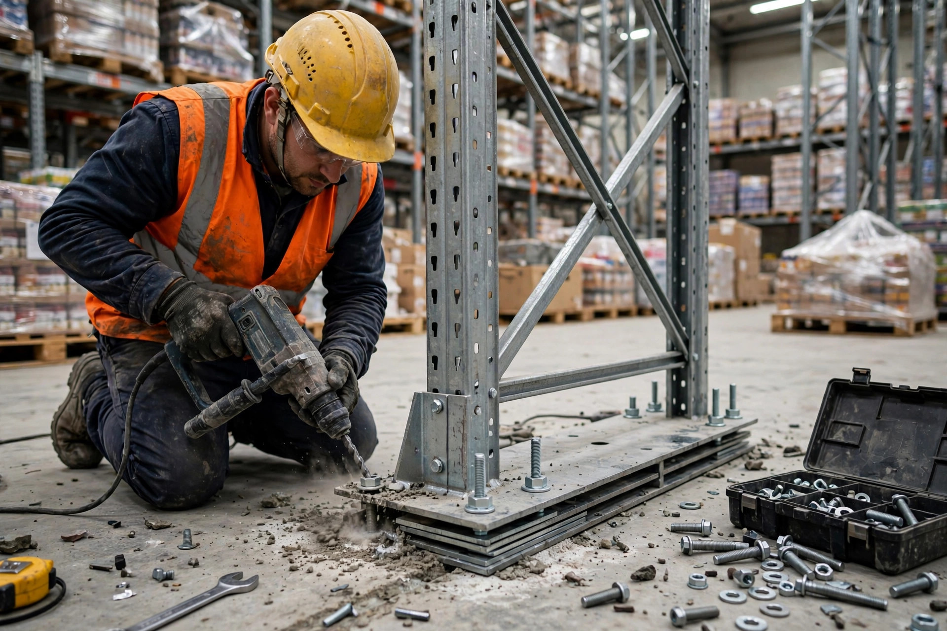 Pallet Rack Seismic Retrofit in Existing Warehouses: The Anchor-Bolt, Bracing, and Row-Spacer Cost Math
