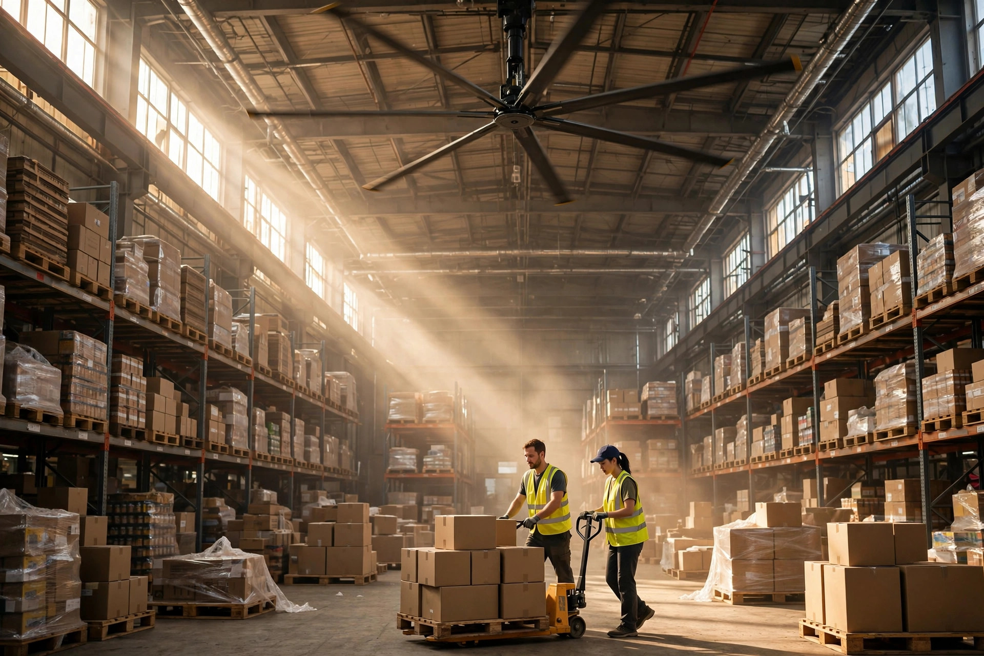 Warehouse Summer Cooling: HVLS Fans, Roof Exhaust, and Evaporative Cooling — The Math That Matters for a Small Warehouse