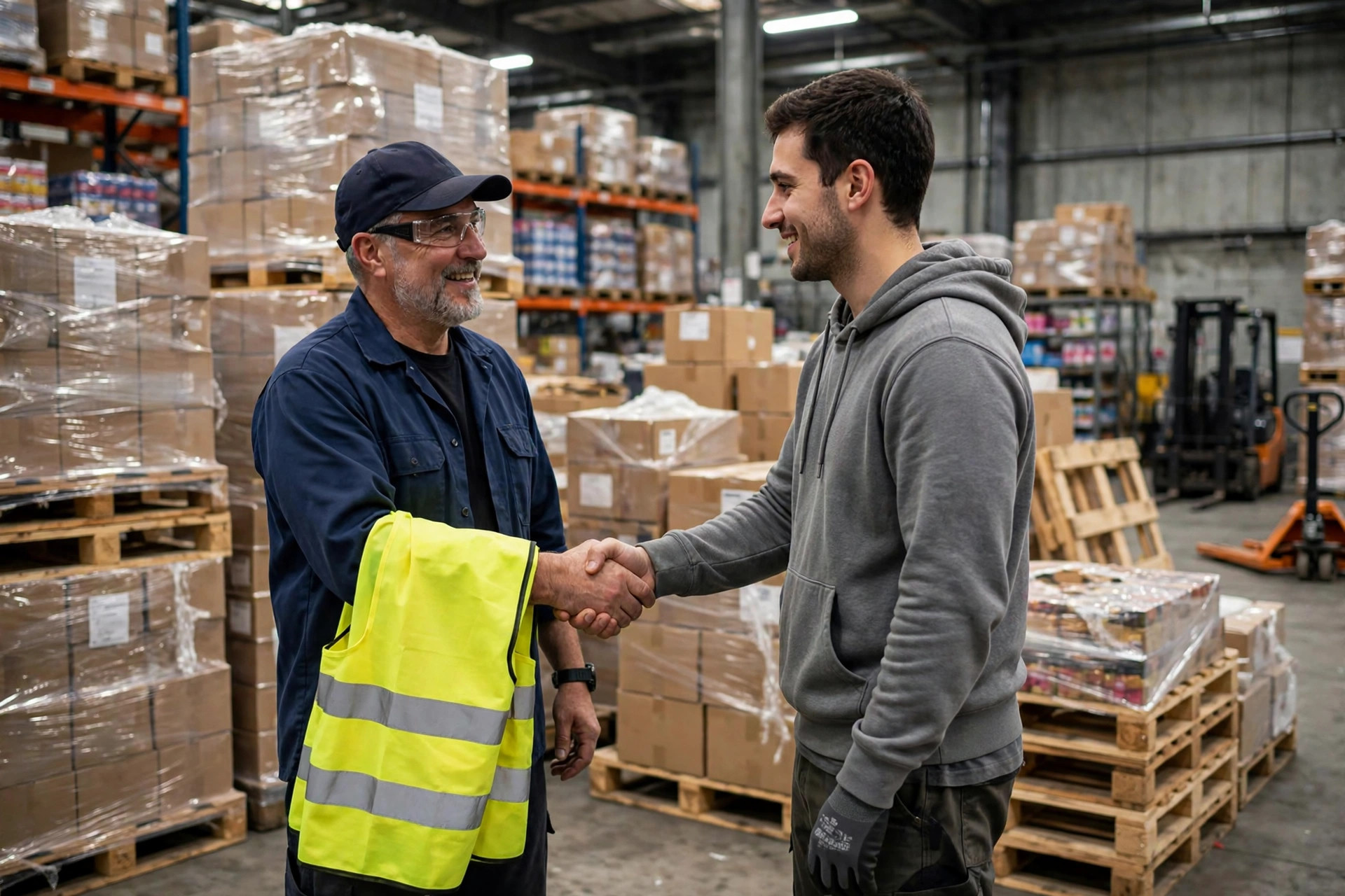 Supervisor reviewing a temp worker's hours record during a conversion evaluation