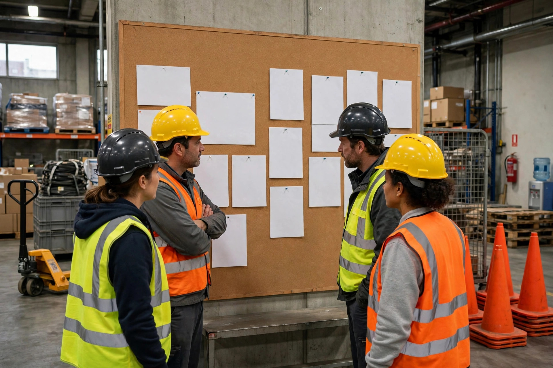 Safety bulletin board with the monthly TRIR board