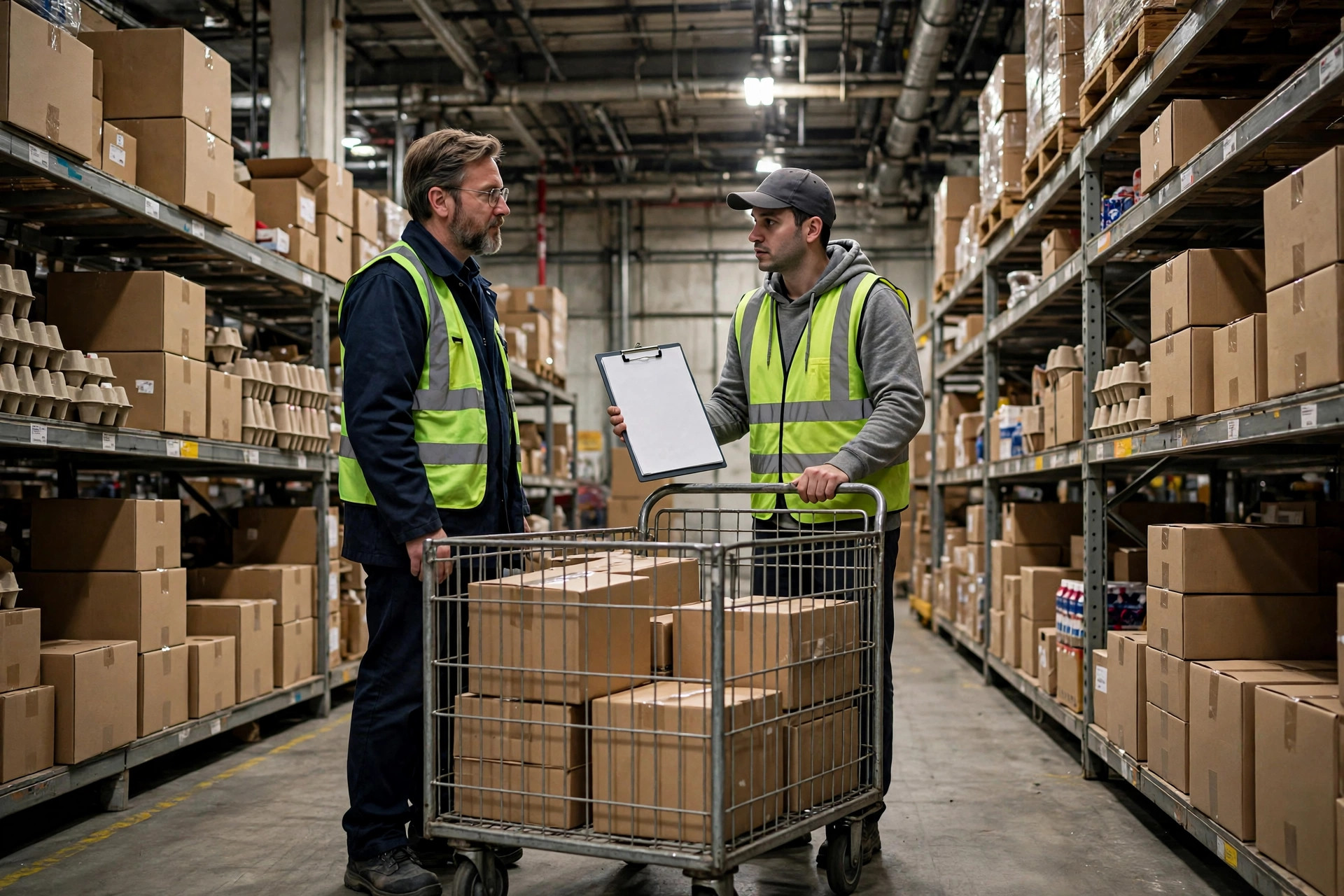 Picker scanning cartons at a packing station