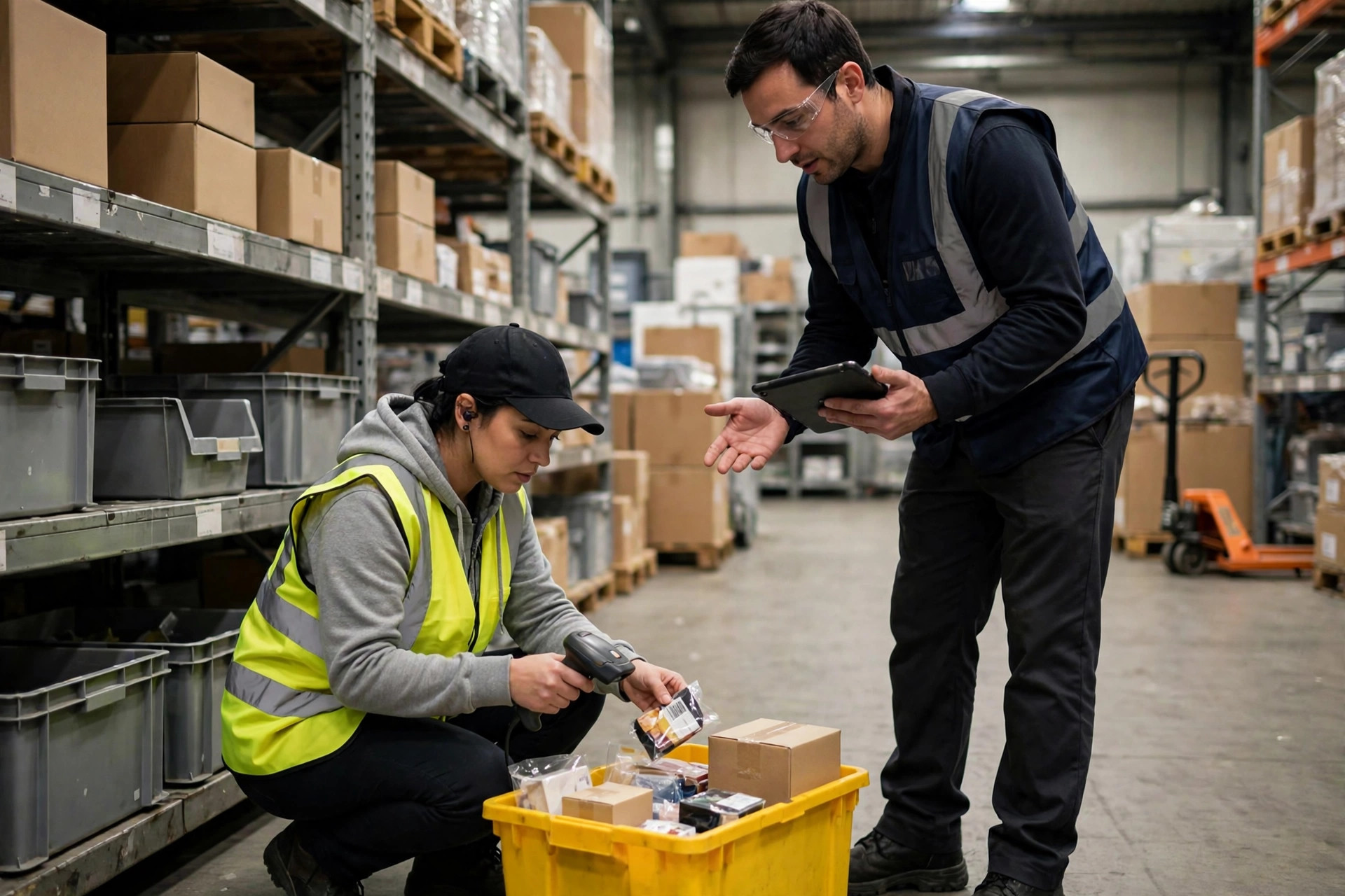 Picking operation on the warehouse floor